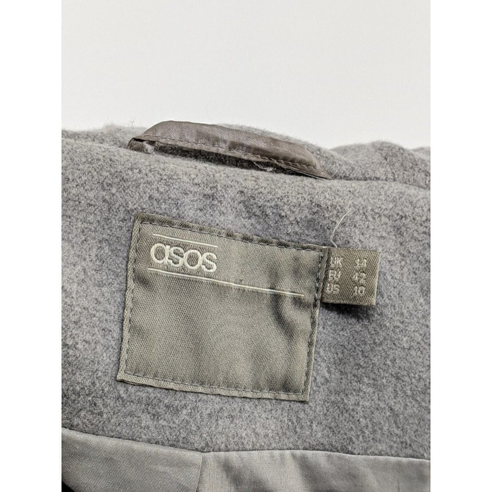 ASOS Hooded Long Coat Zip Front Gray Lined Pockets Women's Sz 10 - Picture 3 of 12